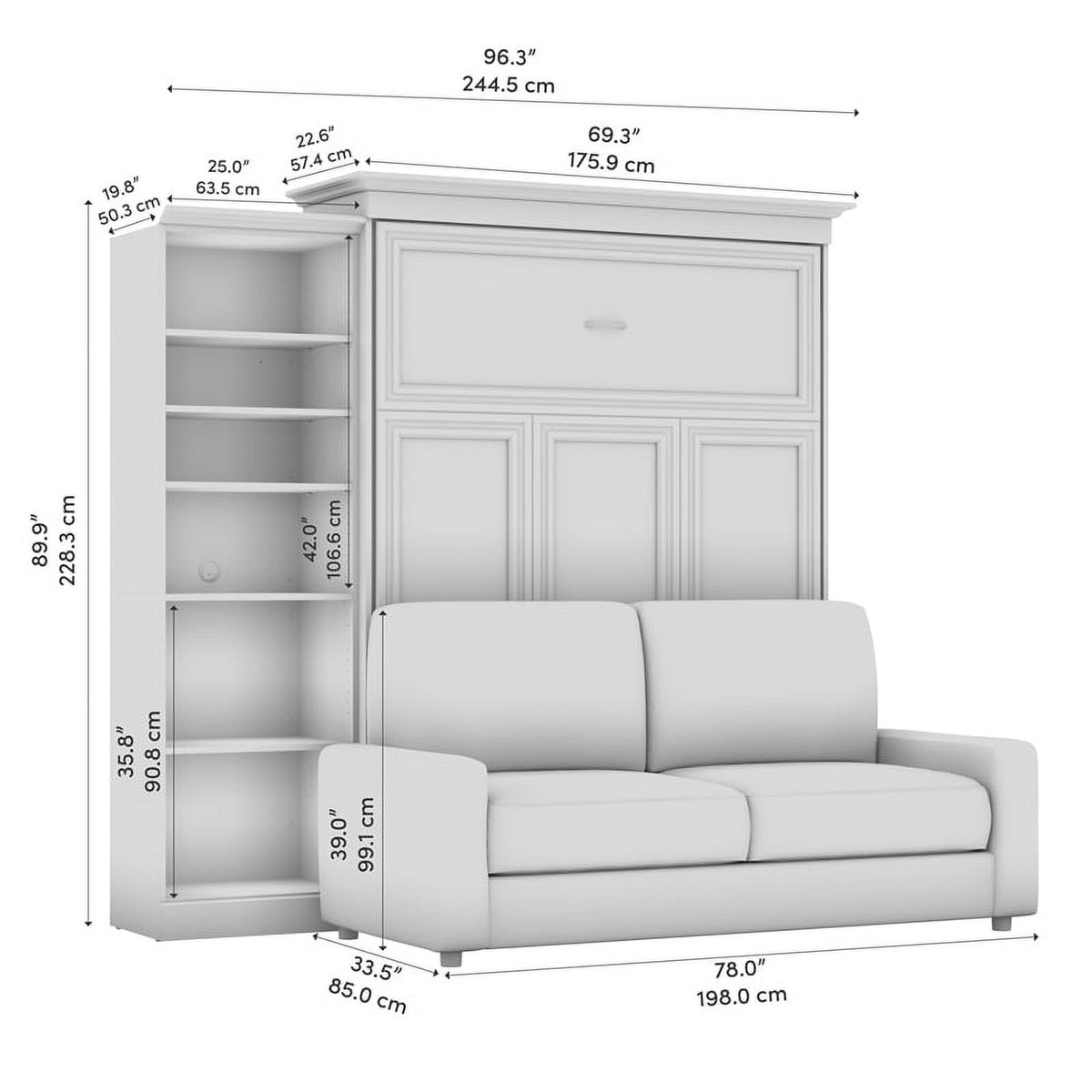 Gray Queen Murphy Bed with Sofa W670471