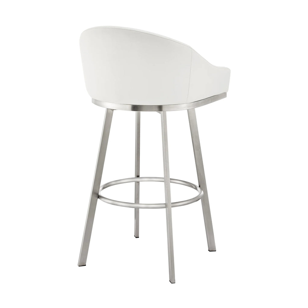 26 Inch Swivel Counter Stool Chair White Faux Leather C593
