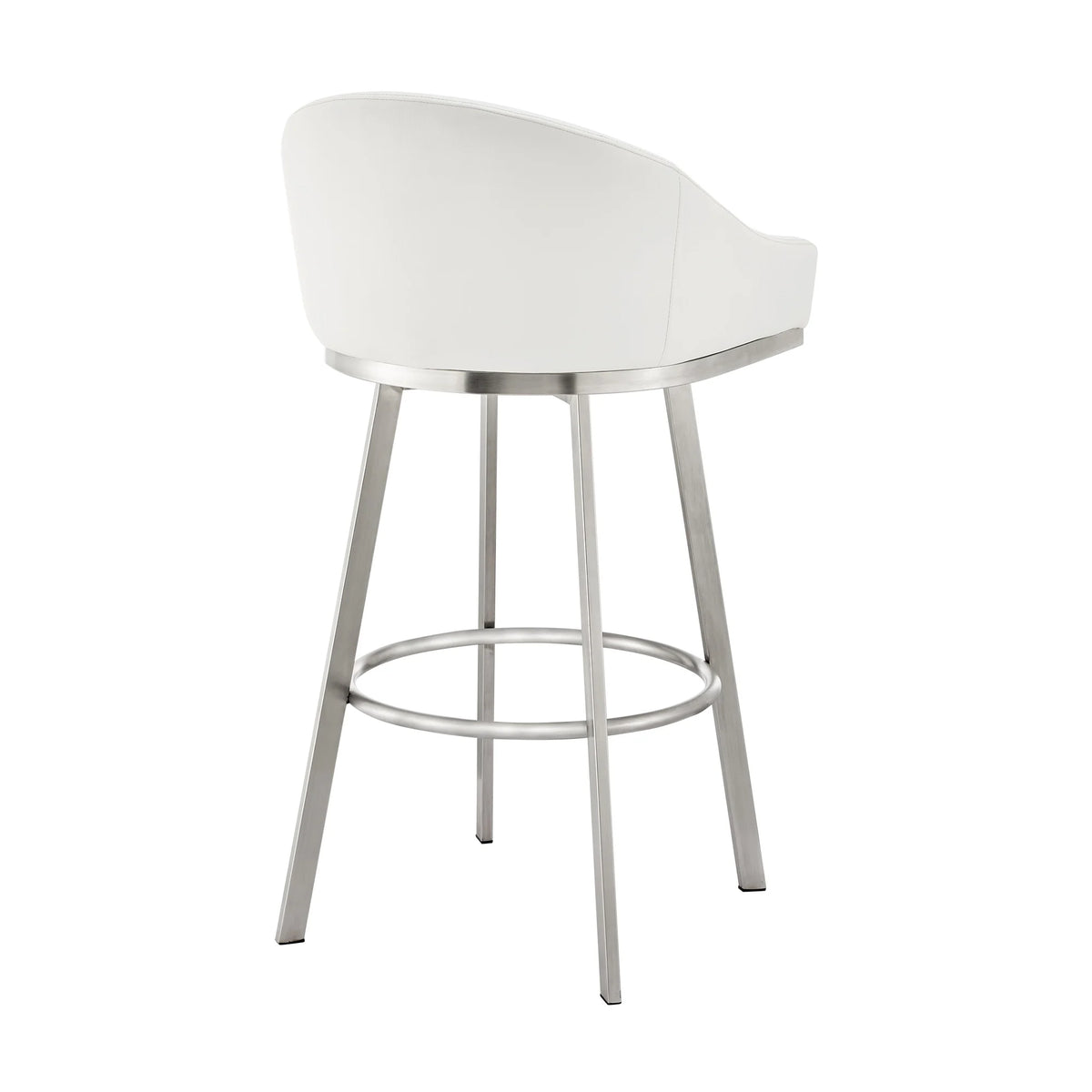 26 Inch Swivel Counter Stool Chair White Faux Leather C593