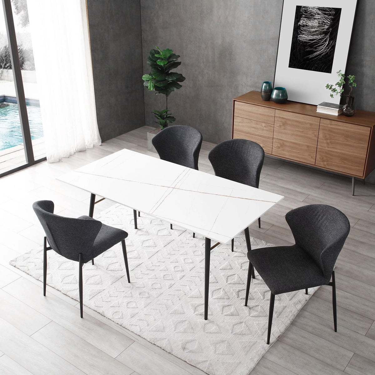 White Porcelain Top Dining Table S95761