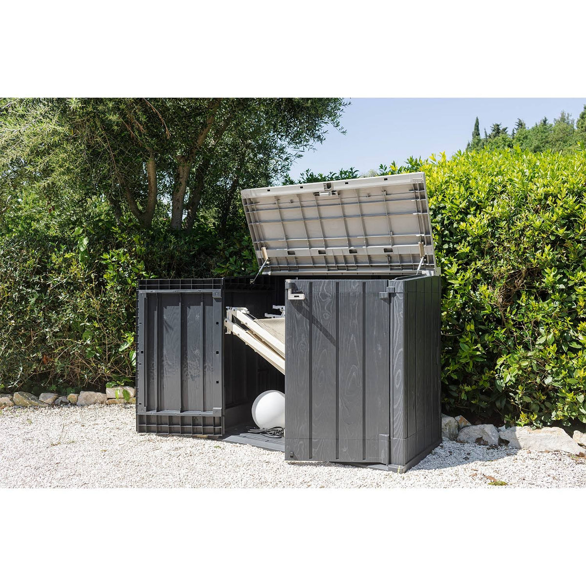 Black Weather Resistant Horizontal Storage Shed Cabinet D60646