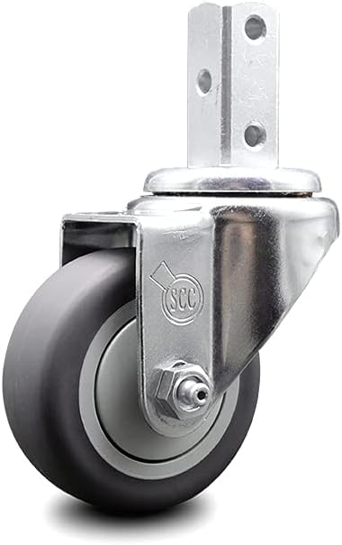 Swivel Square Stem Caster Set 4 with Gray Thermoplastic Rubber Wheel U19107