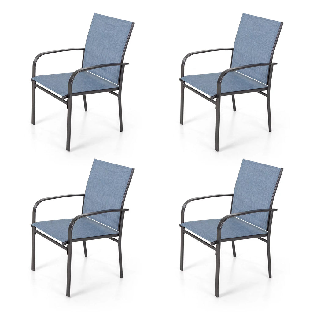 Blue Textilene Outdoor Dining Chair Set of 4 G333