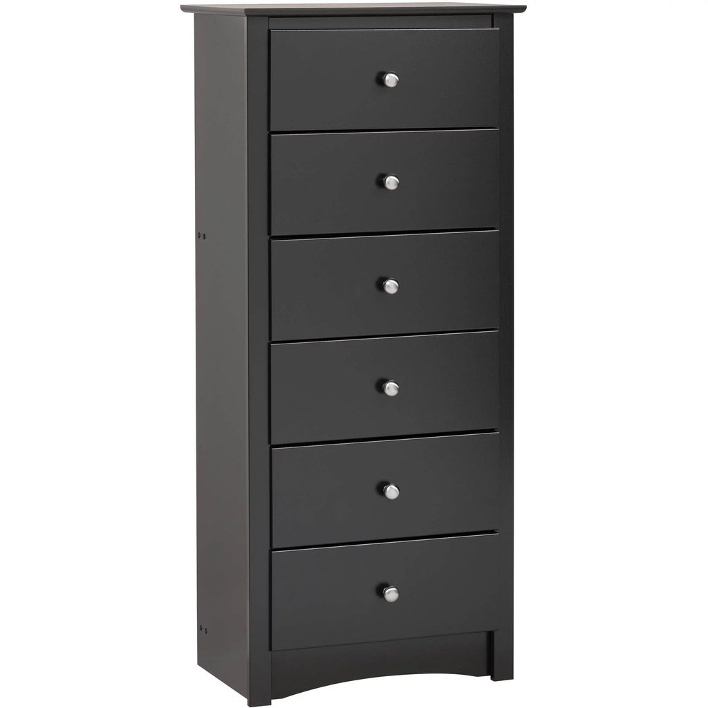Black Tall 6 Drawer Chest V7409