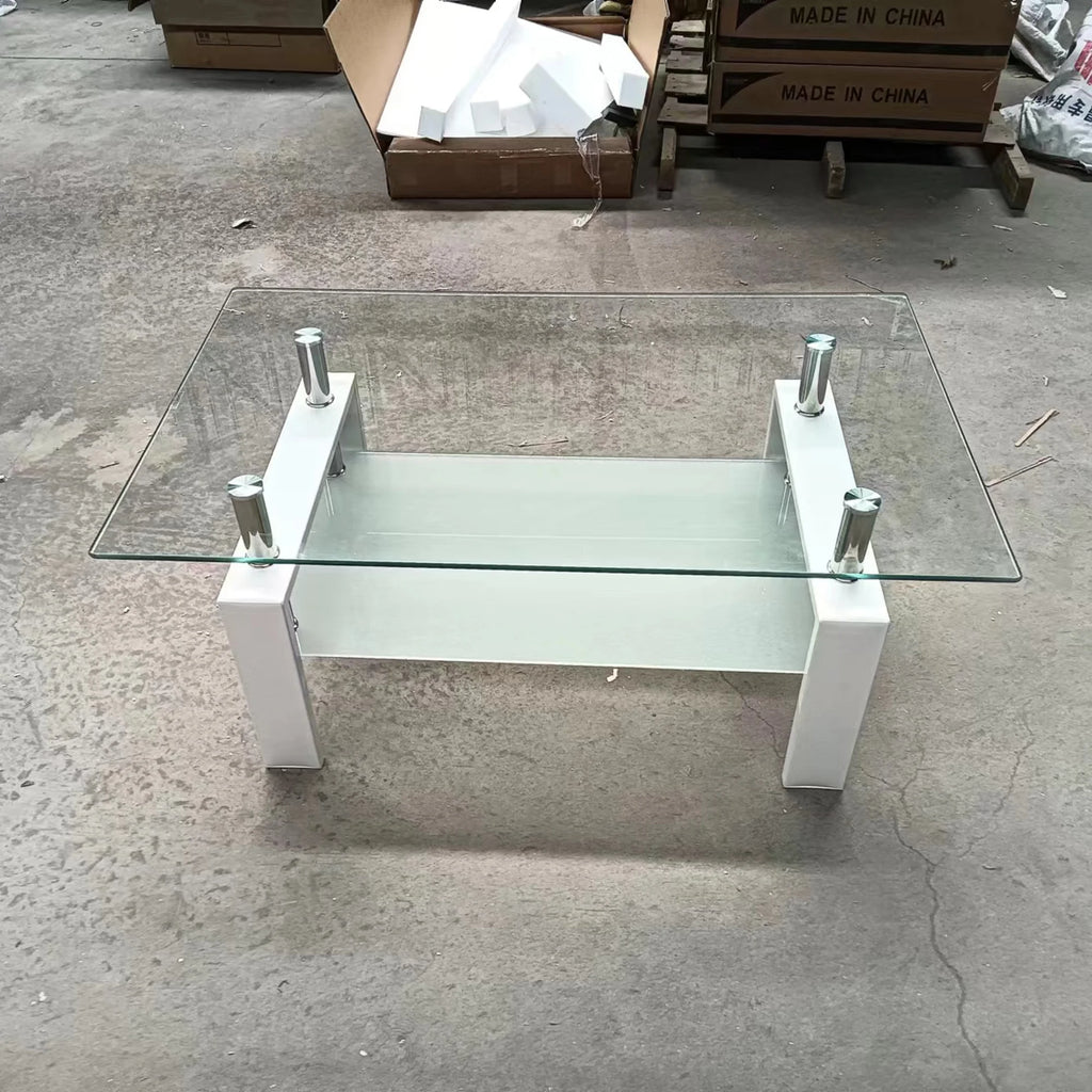 Clear Glass 2-Layer Coffee Table Y80647
