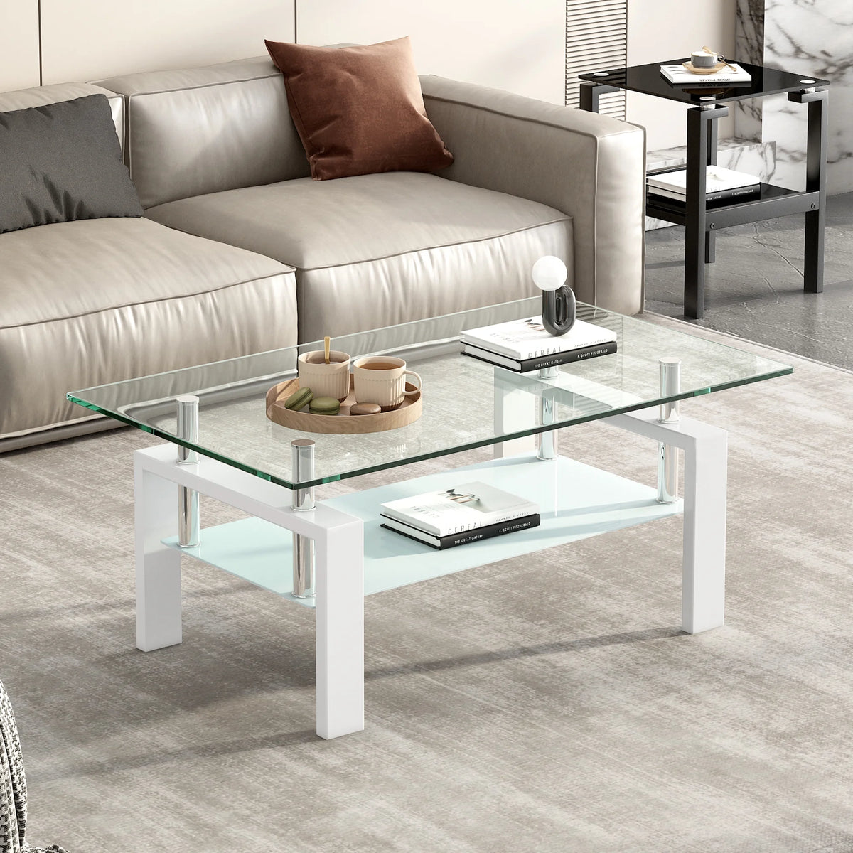 Clear Glass 2-Layer Coffee Table Y80647