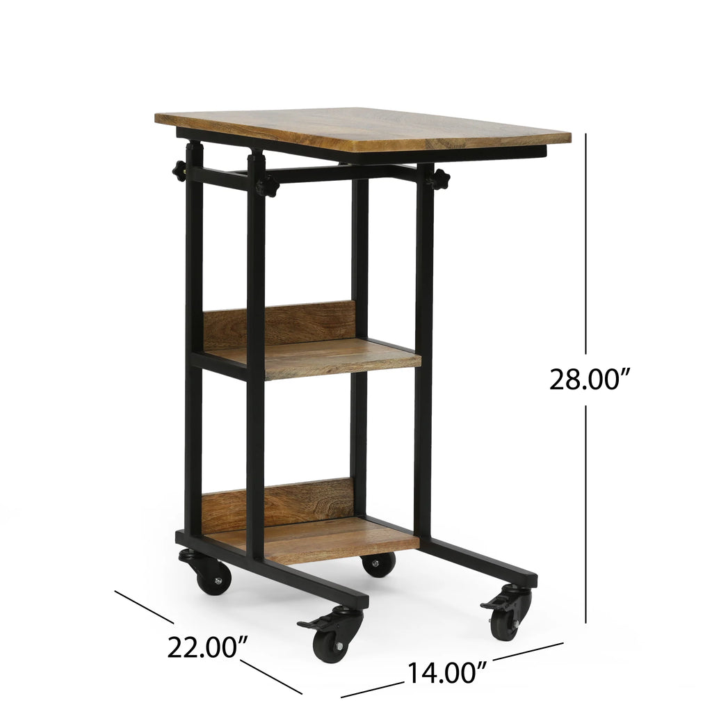 C-Shape Iron End Table with Tabletop C892