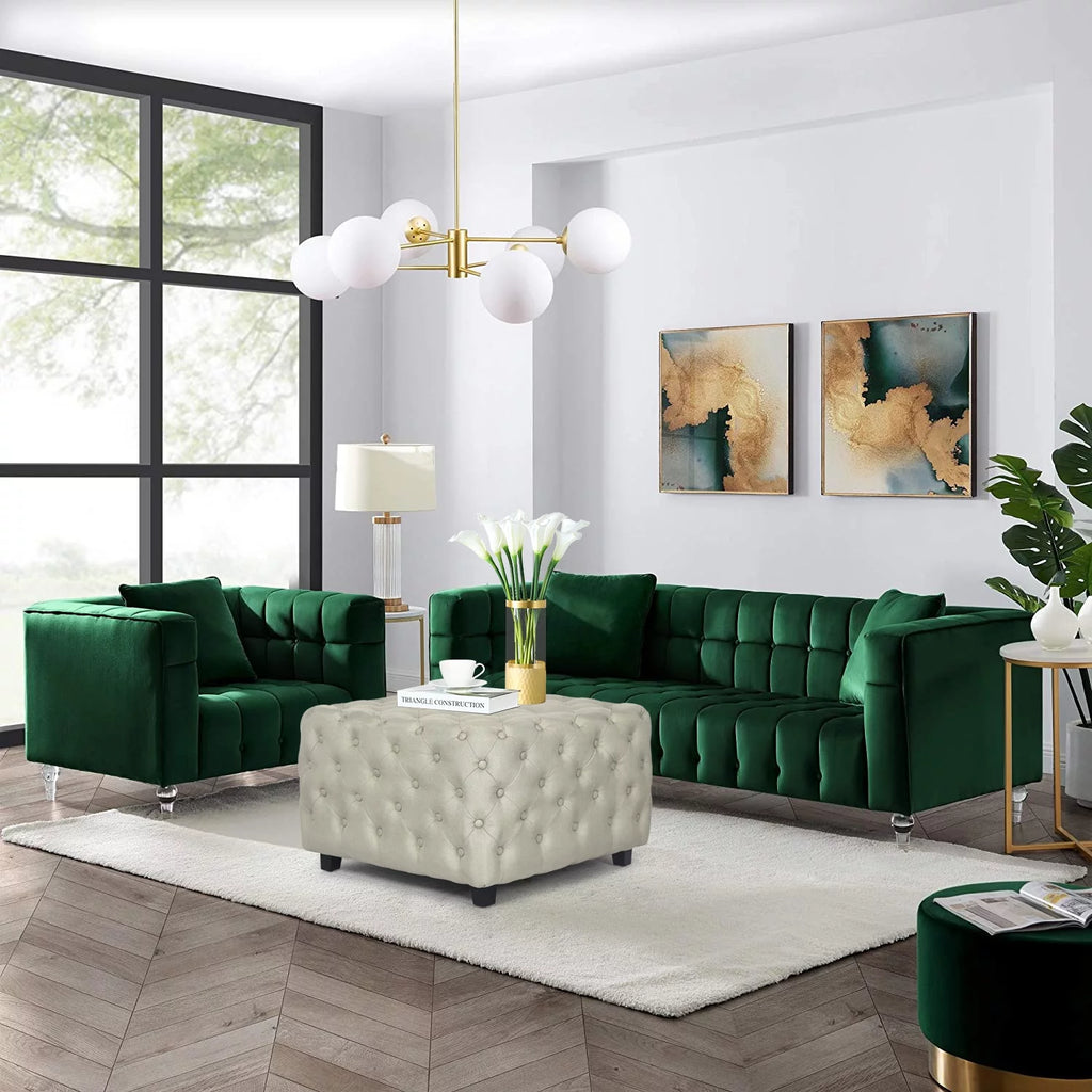 Upholstered Tufted Coffee Table with Padded Seat L125057