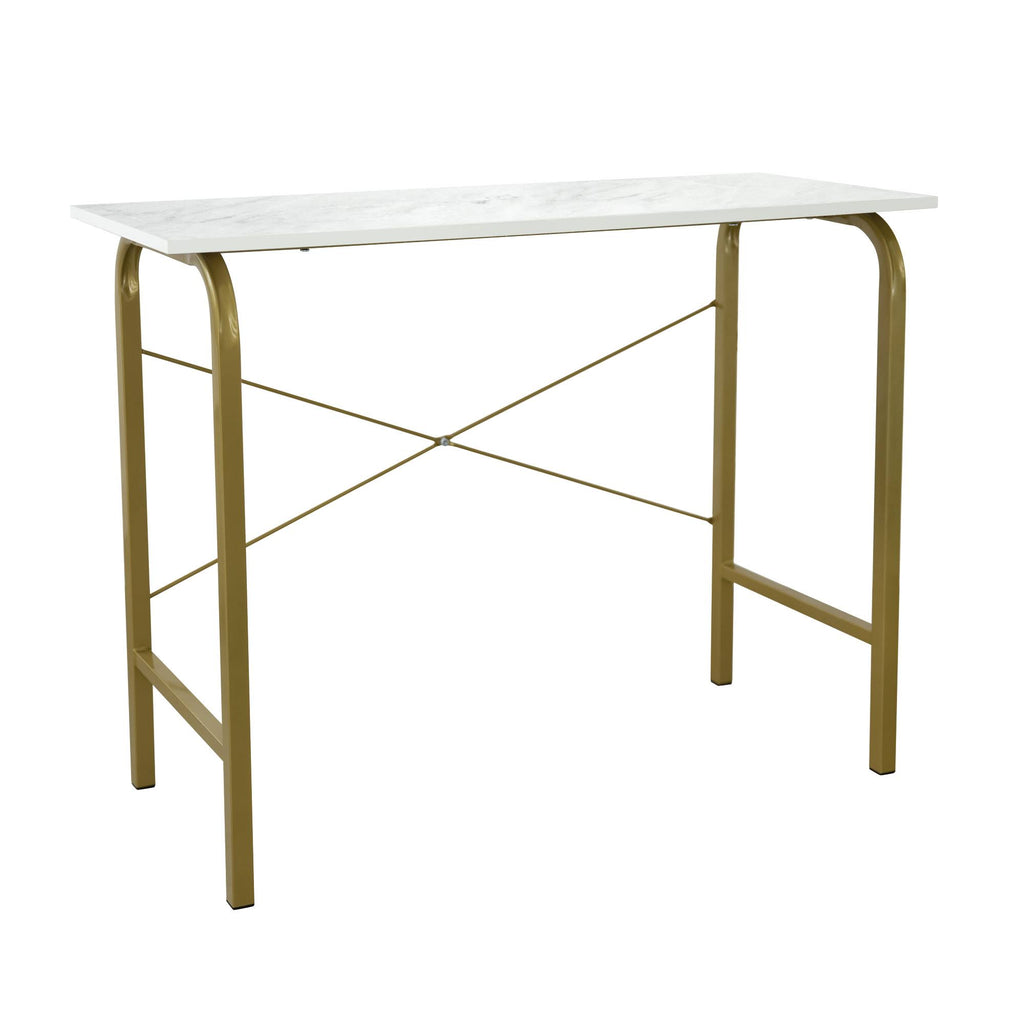 40 inch Faux Marble Top Desk with Brass Frame F13329