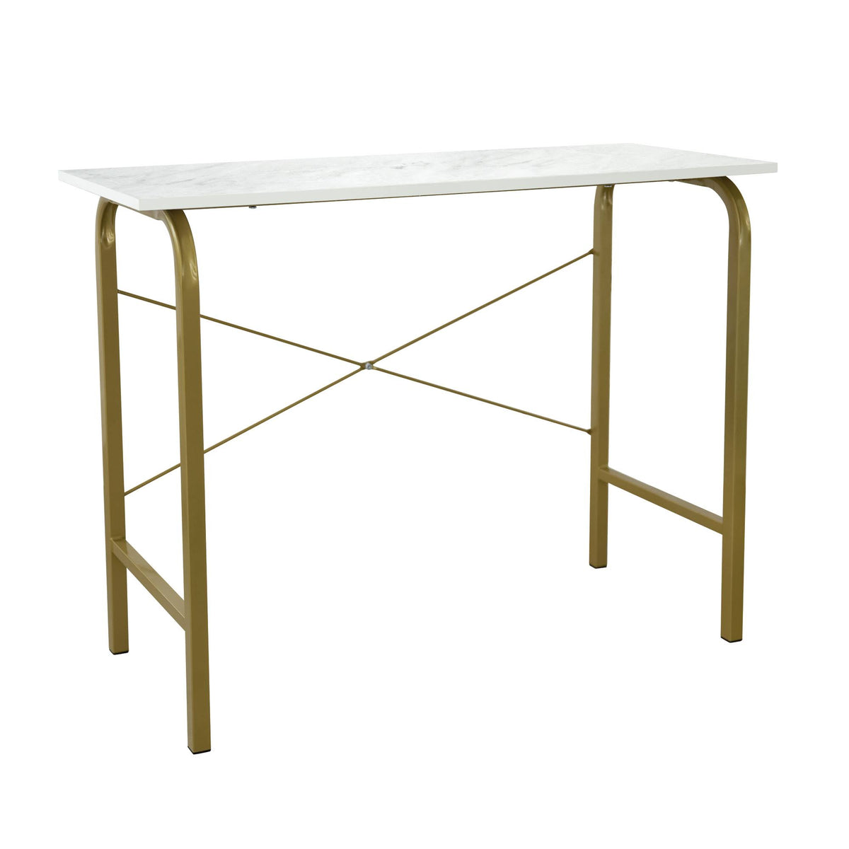 40 inch Faux Marble Top Desk with Brass Frame F13329