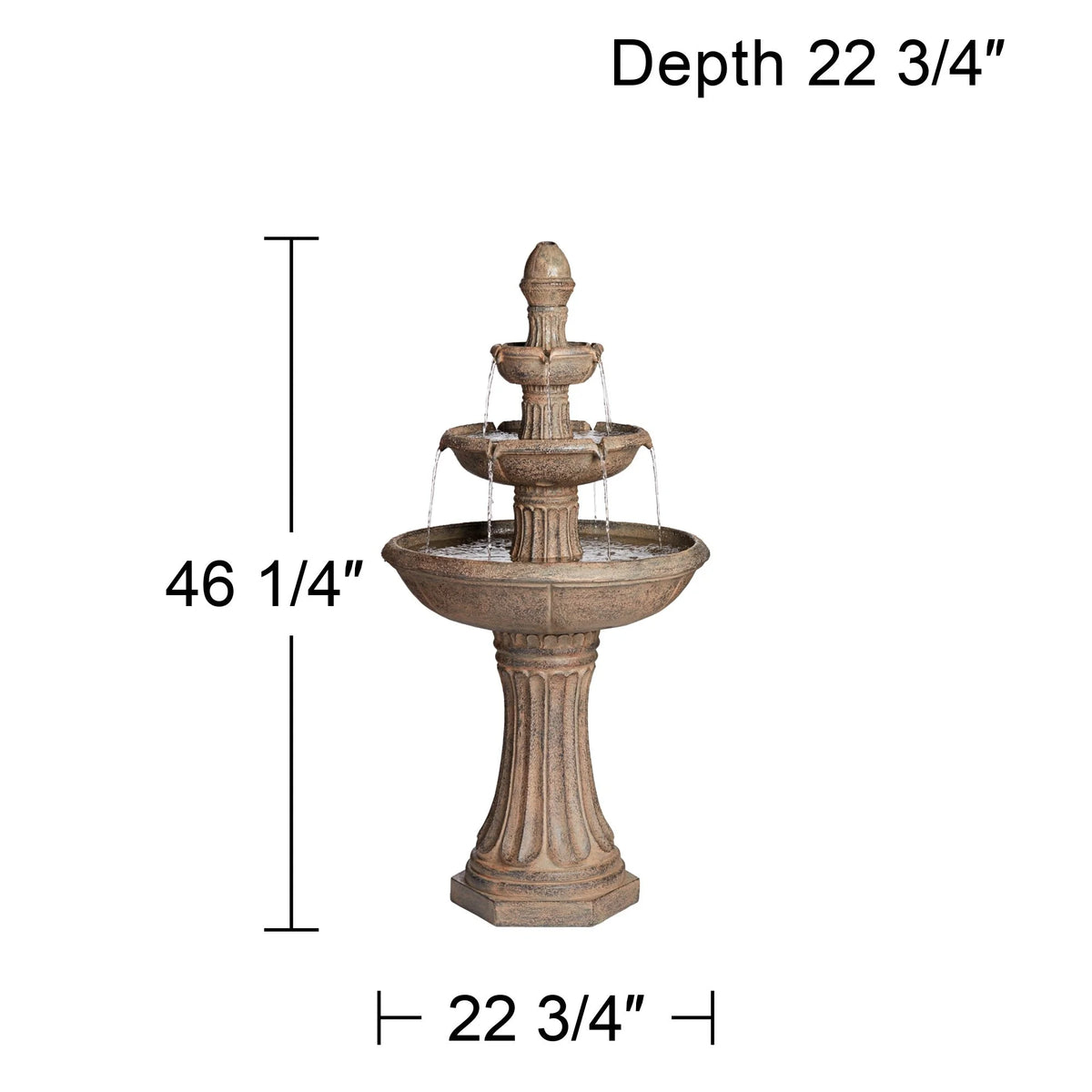 3 Tier Basin Outdoor Floor Water Fountain with LED Light 46" I156
