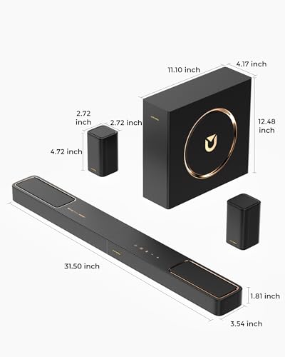 5.1.2ch Sound Bar with Dolby Atmos, 2 Surround Speakers, Subwoofer, BT 5.4, HDMI eARC T131765
