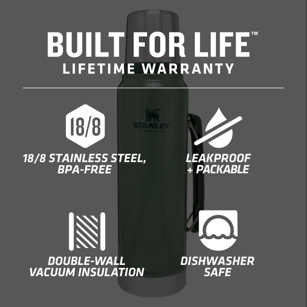 Classic Stainless Steel Vacuum Insulated Thermos Bottle, 1.1 qt O224