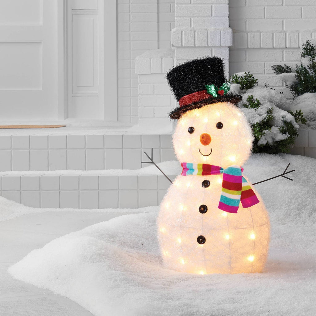 Small Christmas Tinsel Snowman with 35 Incandescent Lights A839