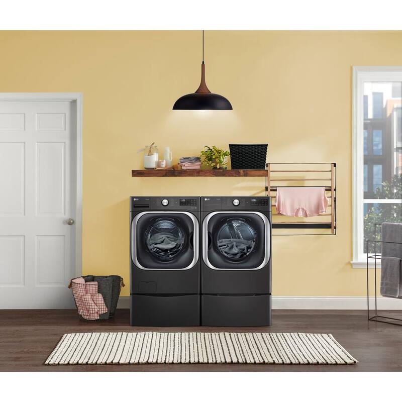 29 in. 1.0 cu. ft. Laundry Pedestal Washer in Black Steel W16203