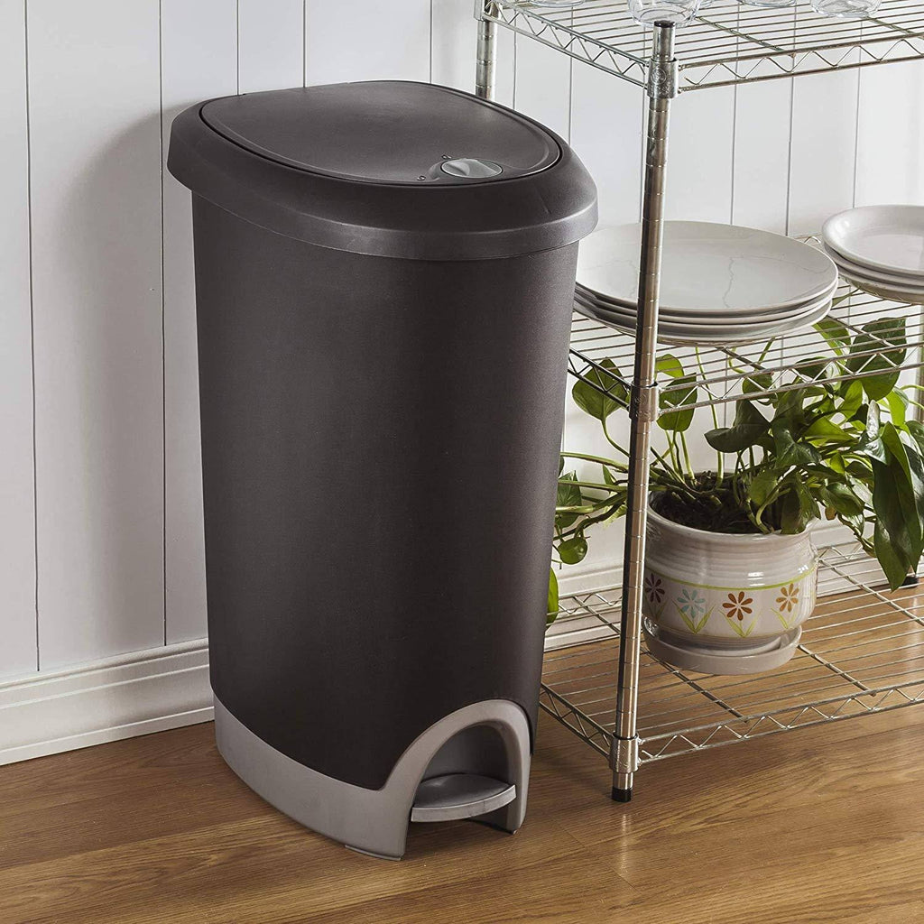 12.6 Gallon Locking StepOn Wastebasket Black 2 Pack S601