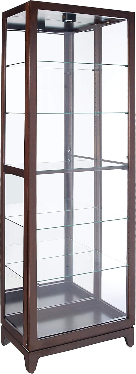 Espresso Curio Cabinet with Five Glass Shelves and Locking Door L51375