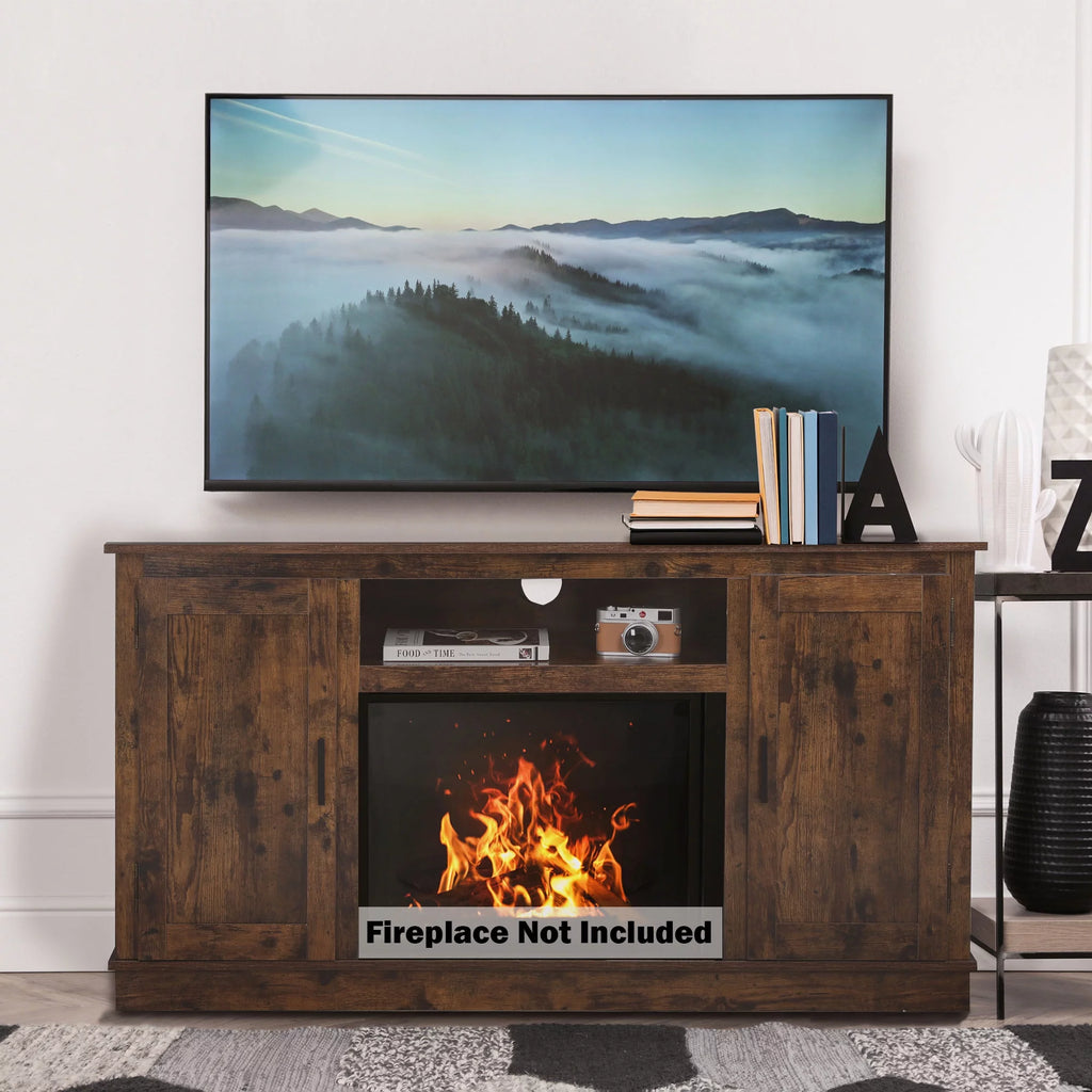 Mid-Century Fireplace TV Stand for 49 Inch TV S378