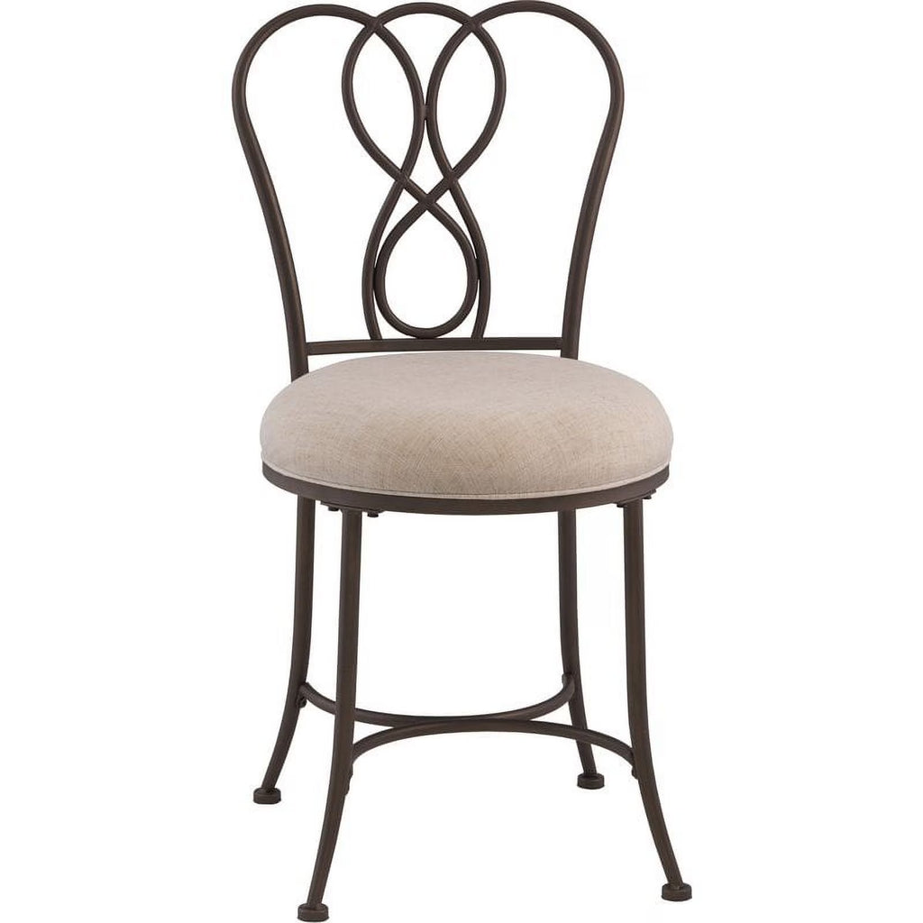 Bronze Cream Fabric Vanity Stool O466958