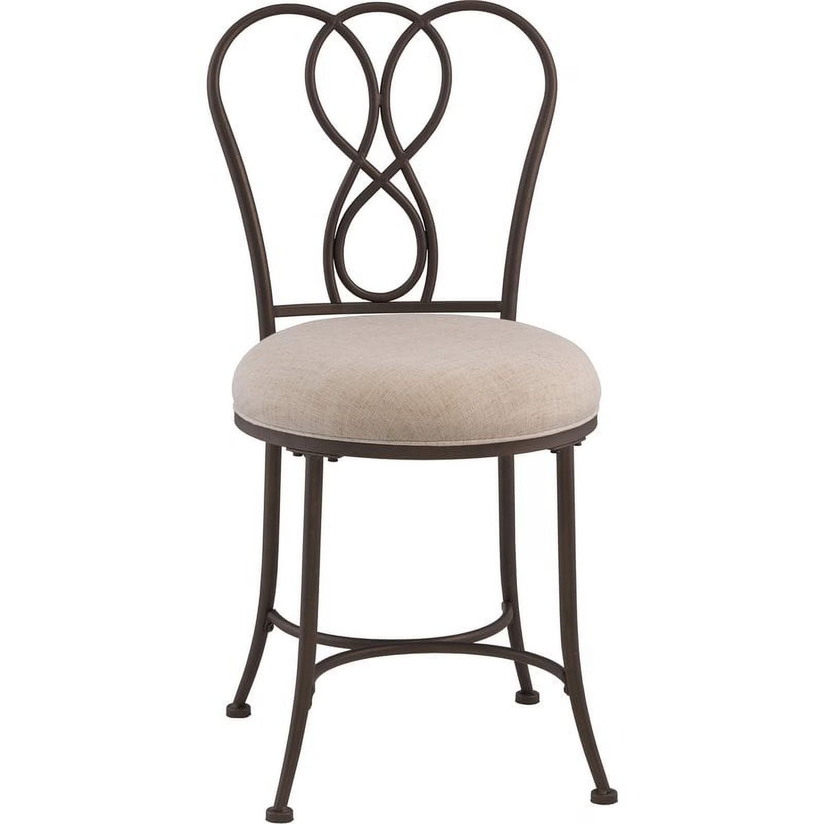 Bronze Cream Fabric Vanity Stool O466958