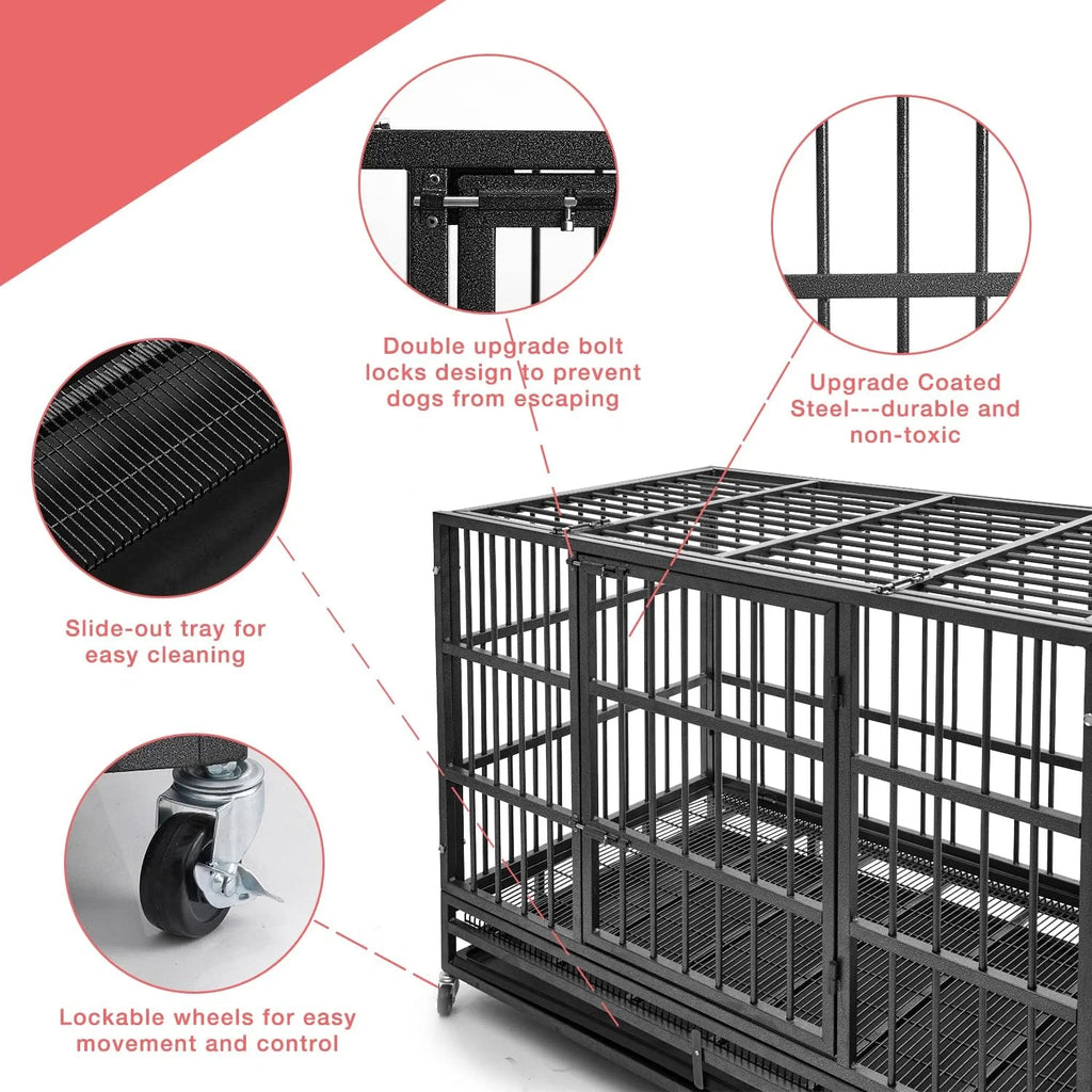 48 inch Heavy Duty Steel Dog Crate with Wheels G70286