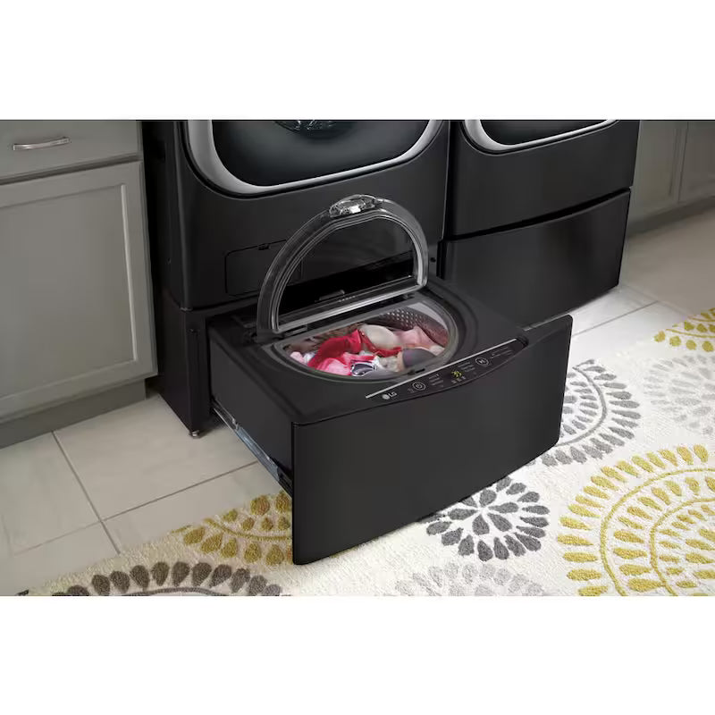 29 in. 1.0 cu. ft. Laundry Pedestal Washer in Black Steel W16203