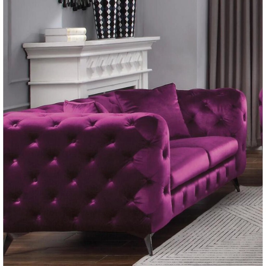 Purple Fabric Loveseat F93827