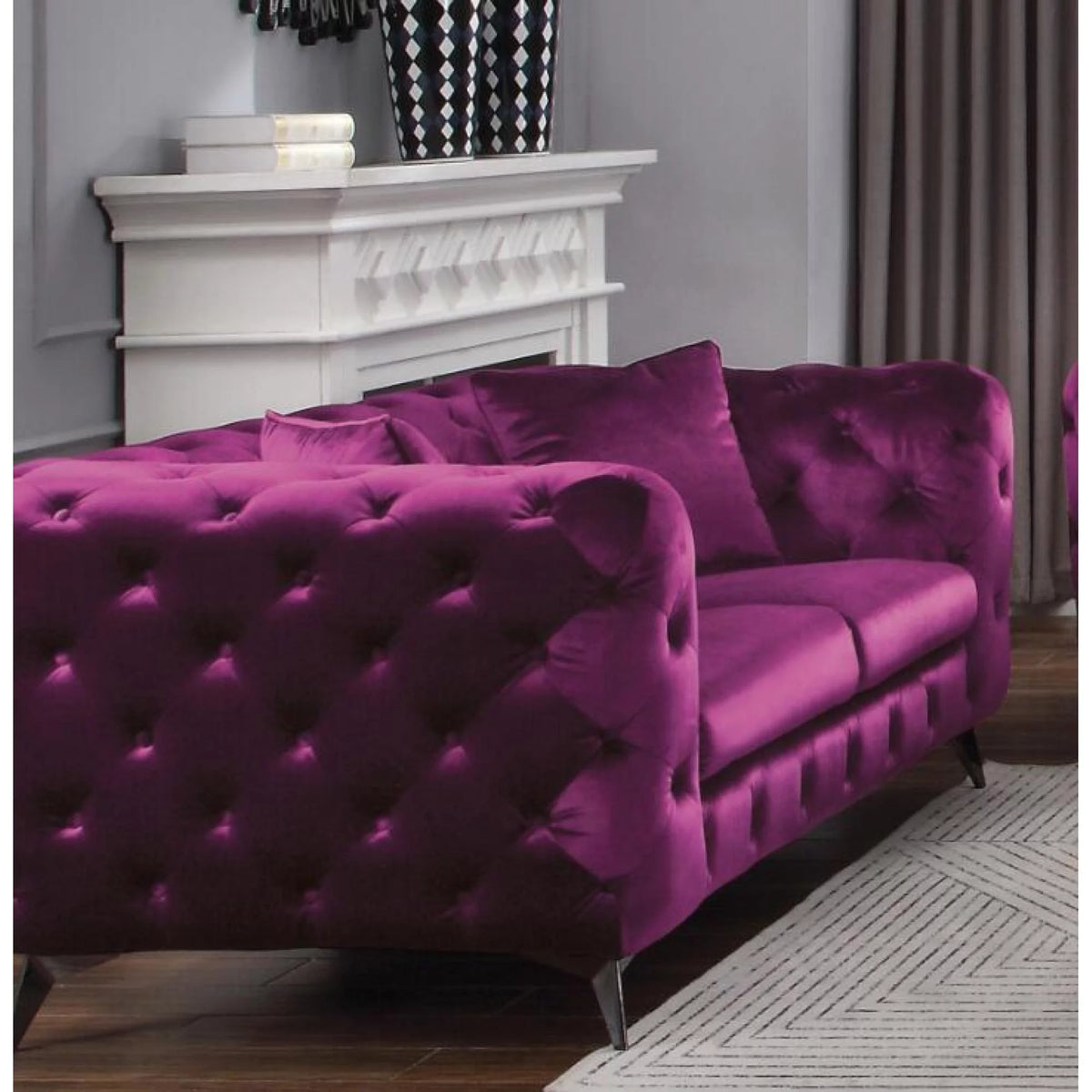 Purple Fabric Loveseat F93827