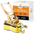 2 Inch x 15 Foot Ratchet Tie Down Straps with Double J Hooks M199