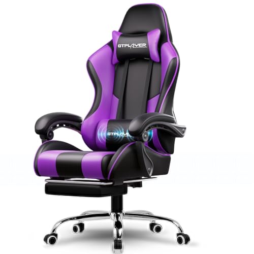 Blue Faux Leather Gaming Chair with Footrest and Lumbar Support G82810