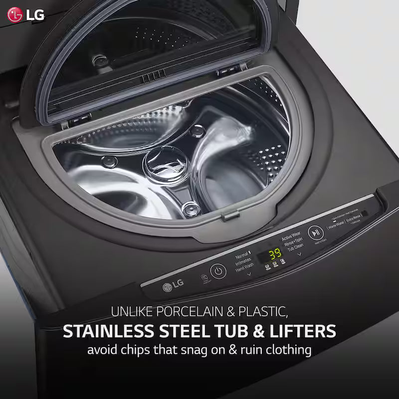 29 in. 1.0 cu. ft. Laundry Pedestal Washer in Black Steel W16203