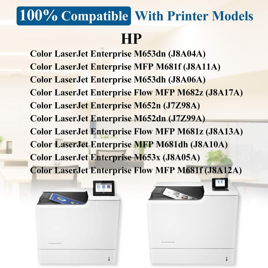 6 Pack Compatible Toner Cartridge for HP Color Enterprise M653x M682z M681dh M652n M681f M653dn M681f Printer M7248