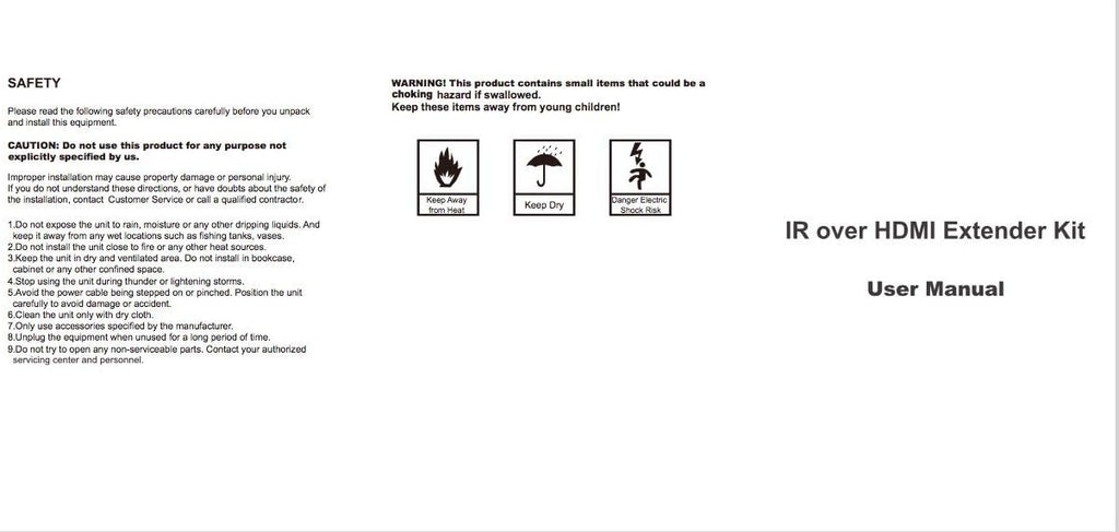 IR Emitter, IR Extender, Remote Control Extender Kit with IR Signal Receiver and 2 HDMI Adapters Z8914