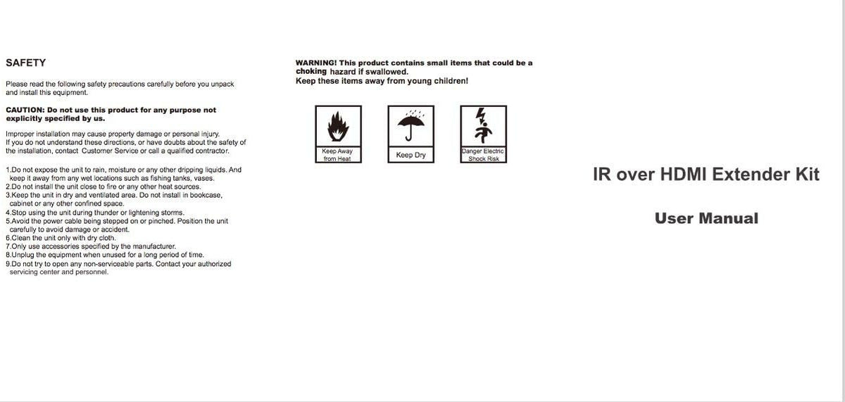 IR Emitter, IR Extender, Remote Control Extender Kit with IR Signal Receiver and 2 HDMI Adapters Z8914