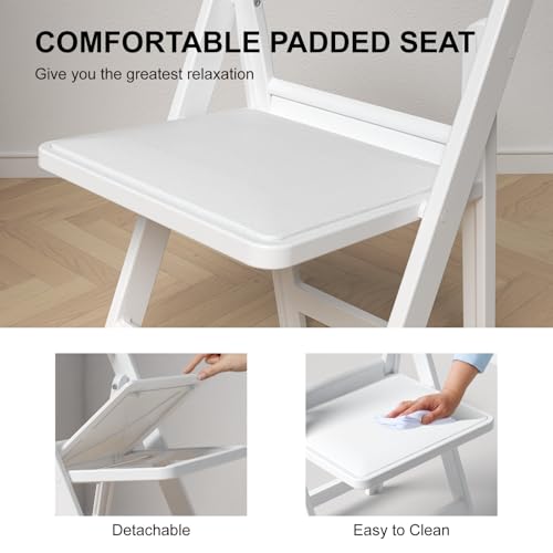 4 Pack White Folding Chairs with Cushion K611438
