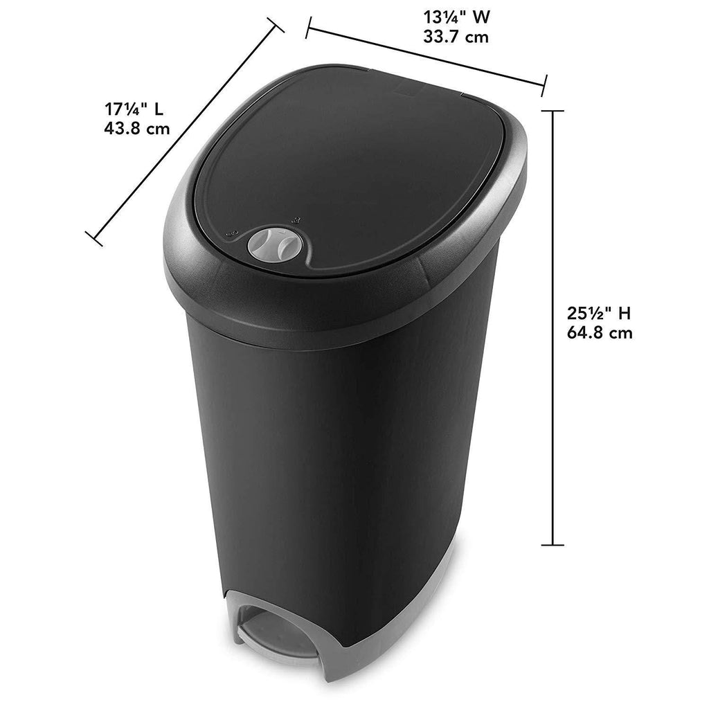 12.6 Gallon Locking StepOn Wastebasket Black 2 Pack S601
