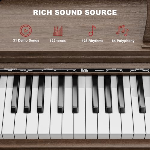 Black Full Size Weighted Key Digital Piano with Piano Bench, Stand, 3 Pedal Y472