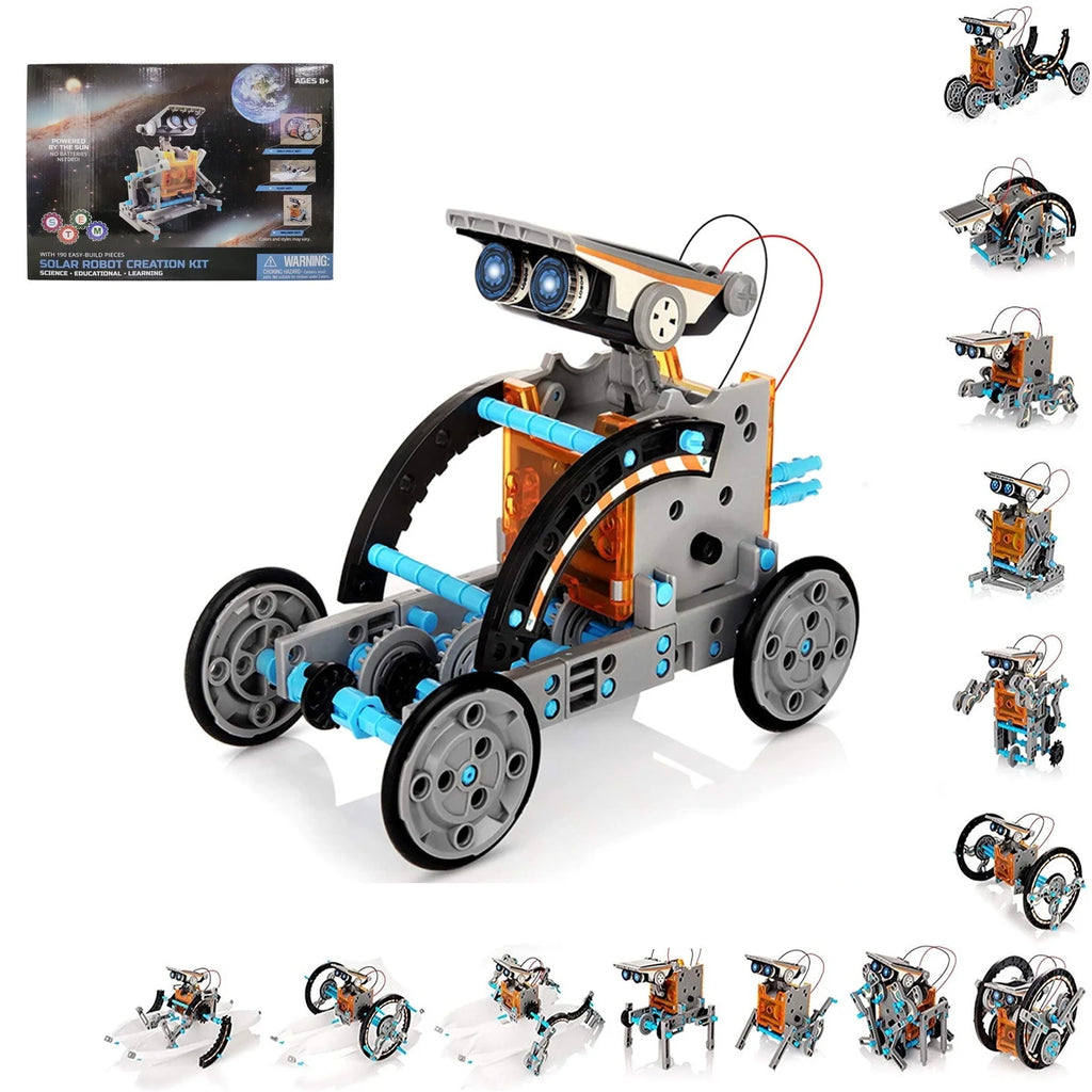 190 Pieces DIY Solar Powered Robot Construction Kit D6497
