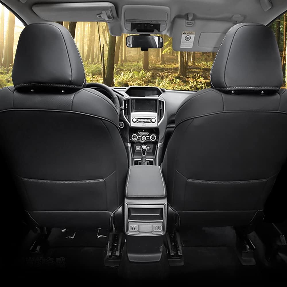 Faux Leather Car Seat Covers Full Set Black A190881