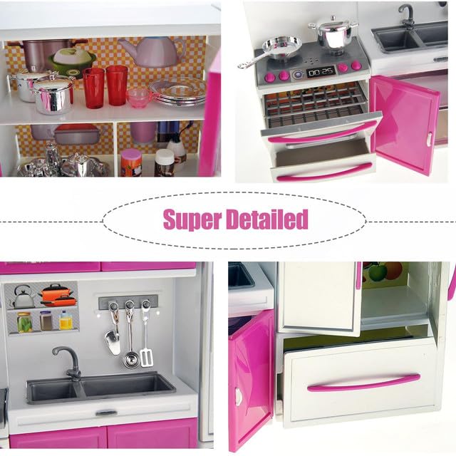 4-in-1 Doll Kitchen Playset with Realistic Lights & Sounds Y955174