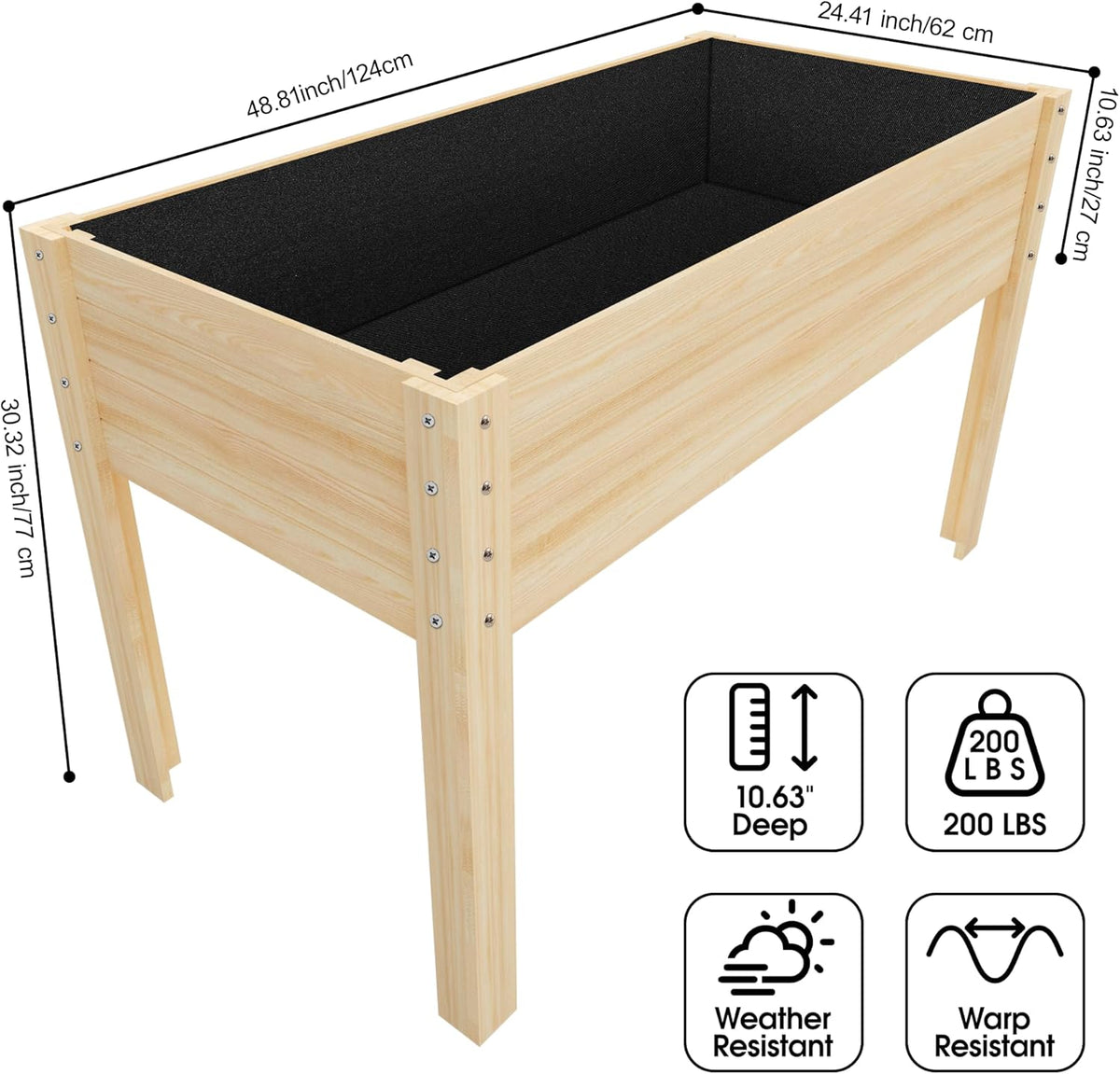 Wooden Potting Bench Table with Raised Garden Bed D1031