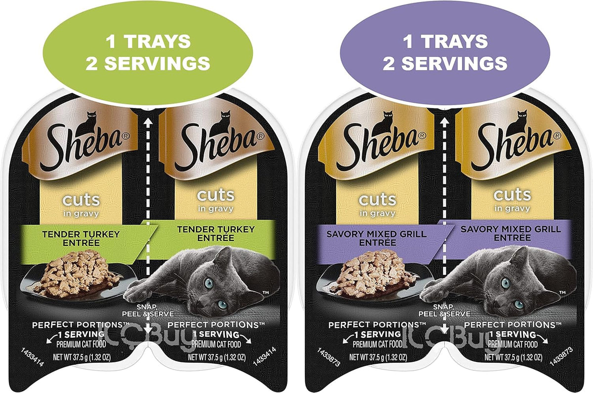 12 Trays 2.6 Oz Each Assorted Cuts in Gravy Pate in Natural Juice Cat Food R394