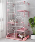 Pink 52 Inches Metal Cat Cage with 3 Platforms and 1 Ramp B111