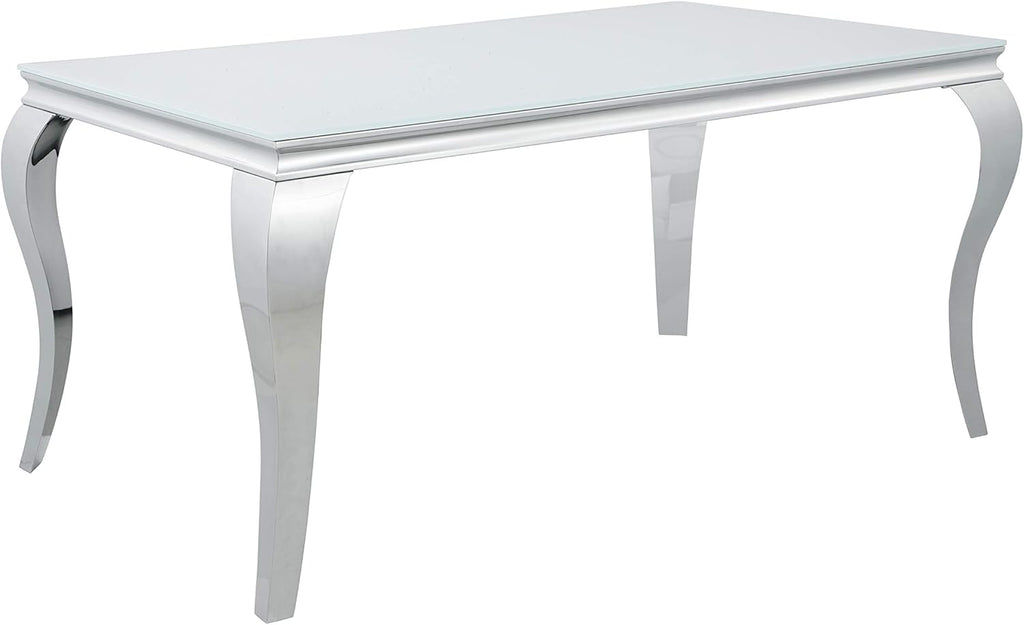Glass Top White Chrome Dining Table T79957