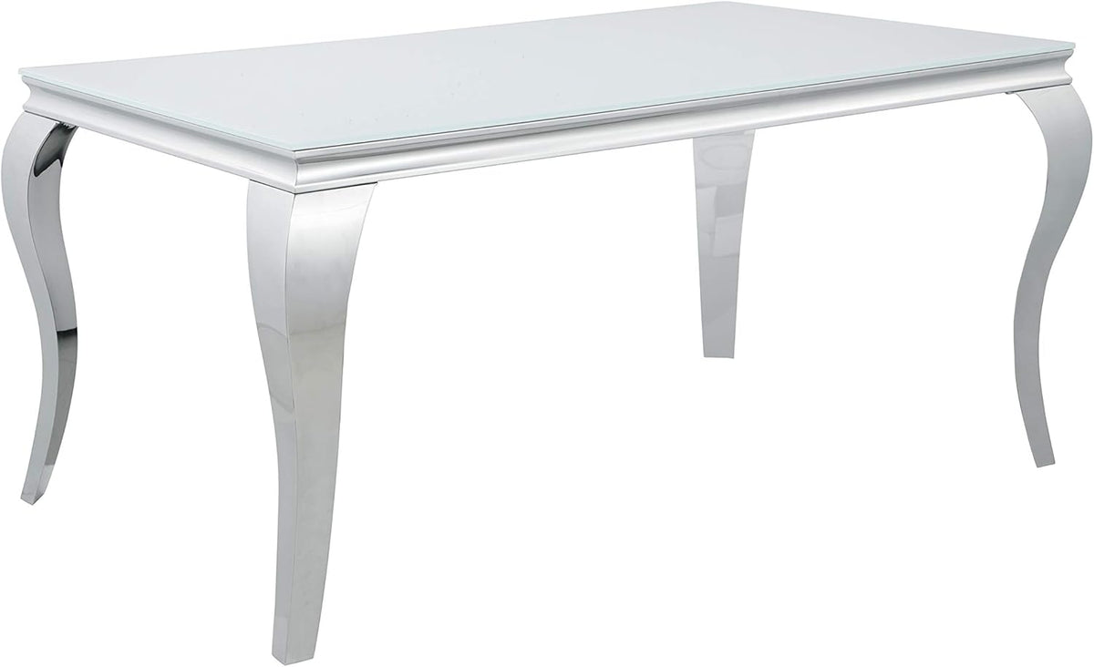 Glass Top White Chrome Dining Table T79957