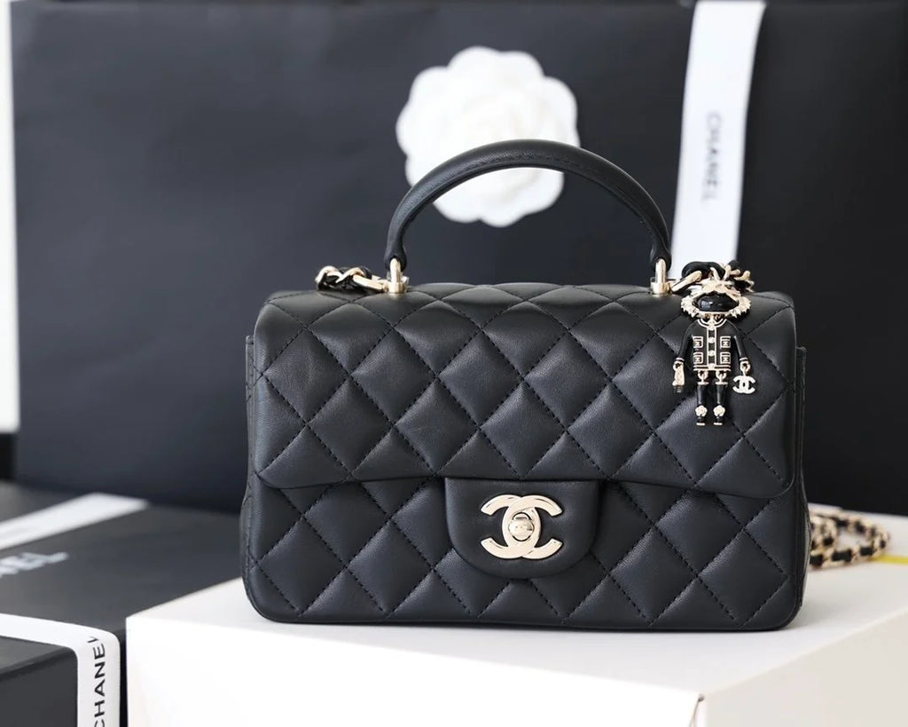 Black Mini Flapbag With Top Handle S103416