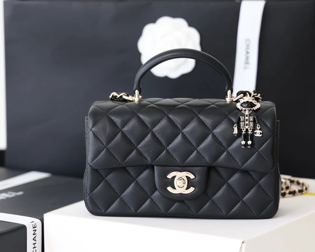 Black Mini Flapbag With Top Handle S103416
