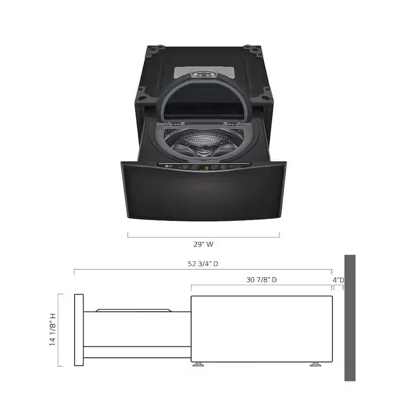 29 in. 1.0 cu. ft. Laundry Pedestal Washer in Black Steel W16203