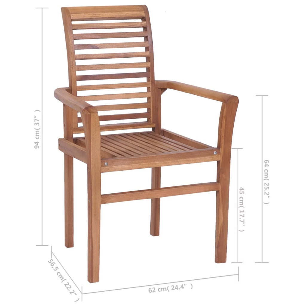 8 pcs Solid Teak Wood Stacking Dining Chairs D121