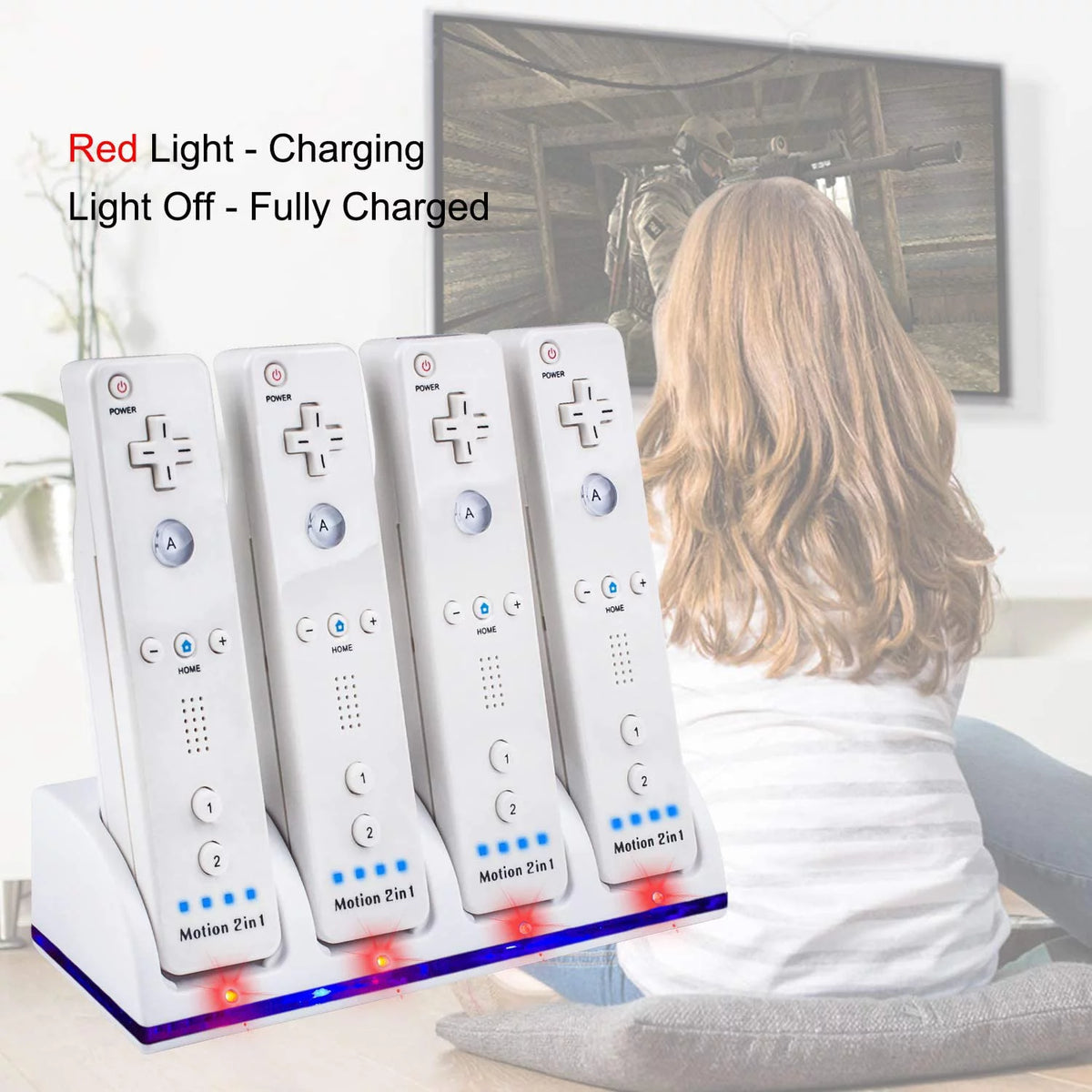 Charger Dock for Wii Remote with 4 Rechargeable Batteries U6805